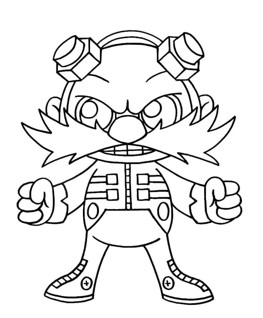 Desenho de Chibi Doutor Eggman para Colorir e Pintar