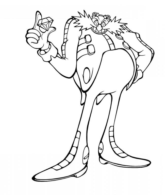 Desenho de Doutor Eggman com um Diamante para Colorir e Pintar