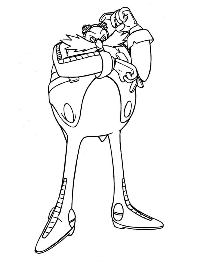 Desenho de Doutor Eggman Pensando para Colorir e Pintar