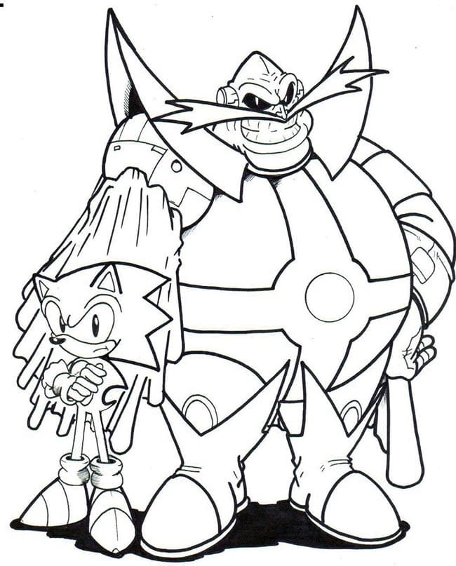 Desenho de Sonic e Doutor Eggman para Colorir e Pintar