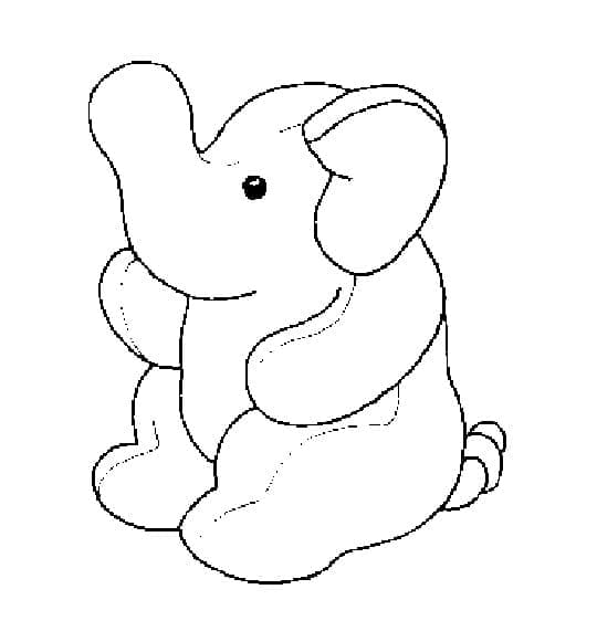 Desenho de Bebê Elefante para Colorir e Pintar
