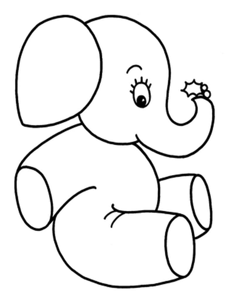 Desenho de Elefante Fácil para Colorir e Pintar