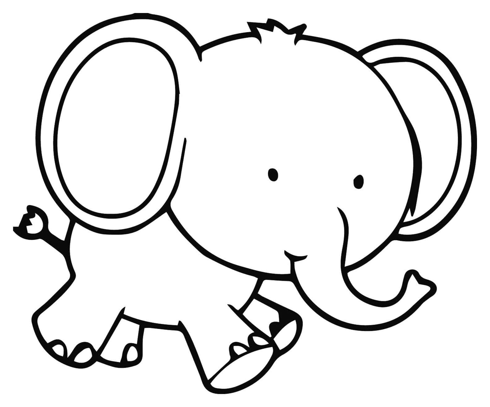 Desenho de Elefante Fofo para Colorir e Pintar