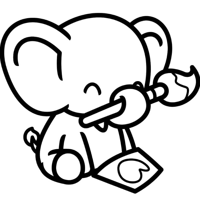 Desenho de Elefante Muito Lindo para Colorir e Pintar