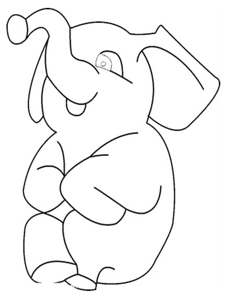 Desenho de Elefante Muito Simples para Colorir e Pintar