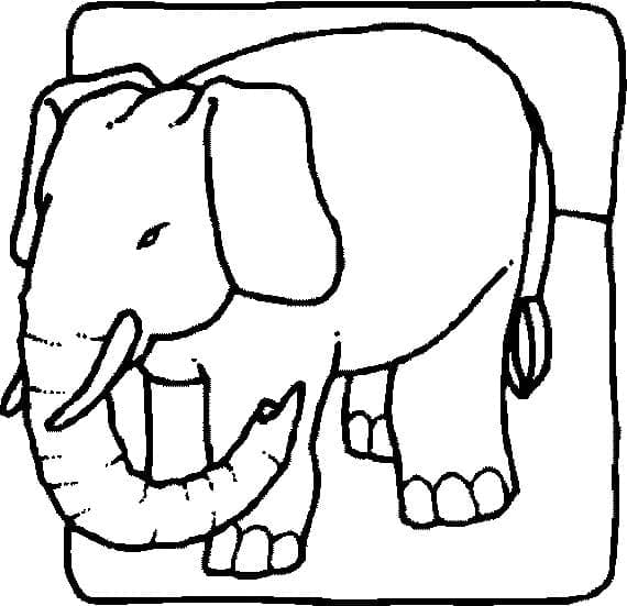 Desenho de Elefante Selvagem para Colorir e Pintar