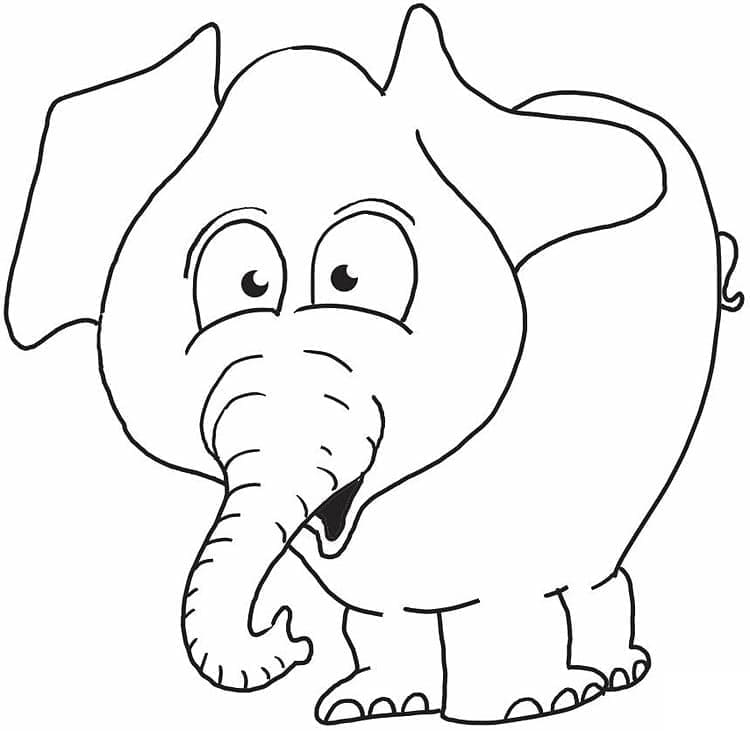 Desenho de Elefante de Desenho Animado para Colorir e Pintar