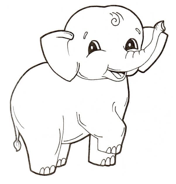 Desenho de Lindo Elefante para Colorir e Pintar
