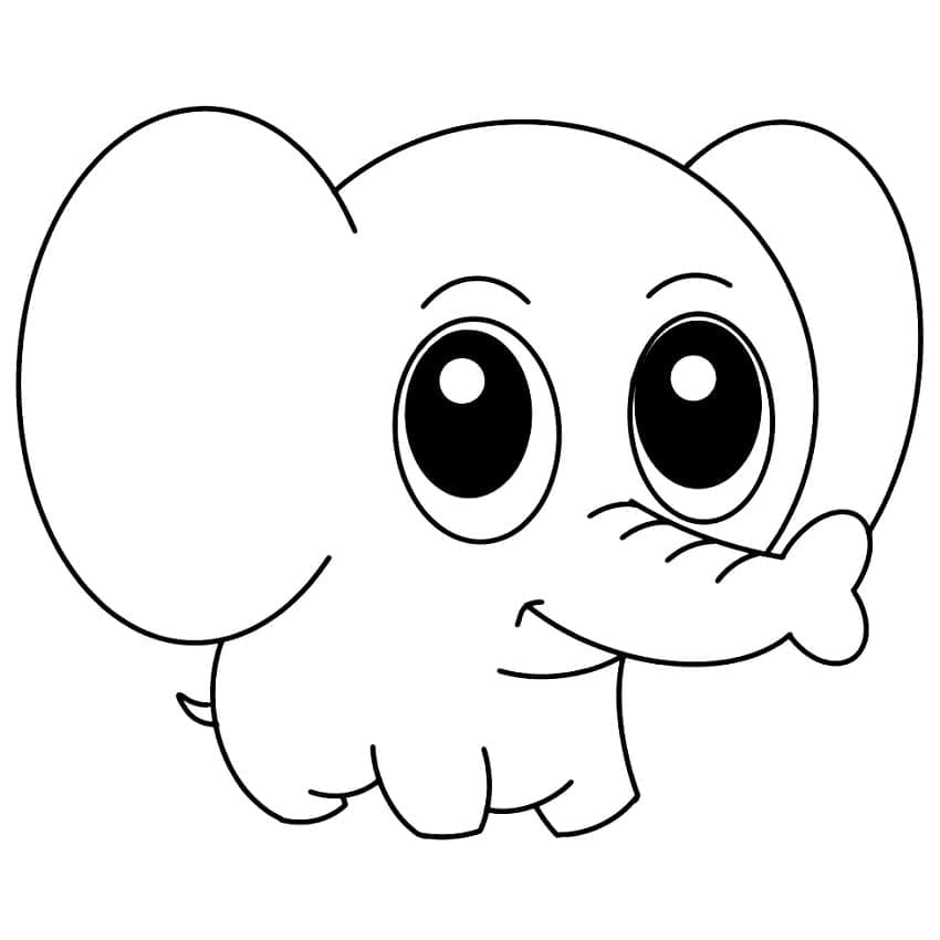 Desenho de um Elefante Fofo para Colorir e Pintar