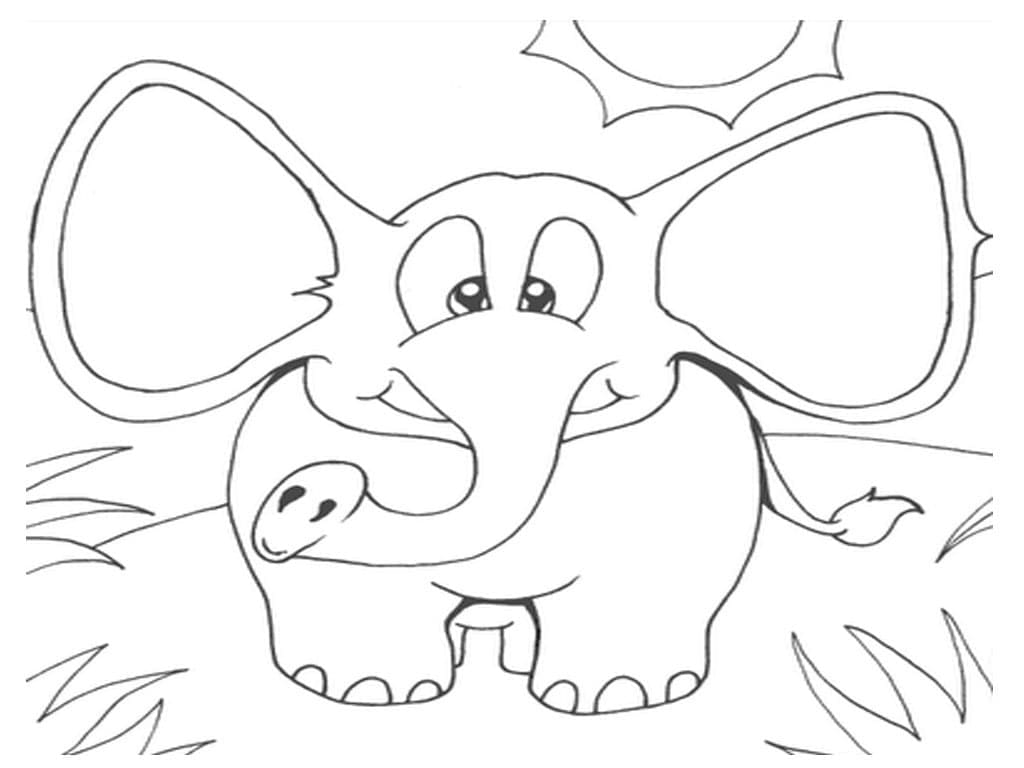 Desenho de um Elefante Muito Engraçado para Colorir e Pintar