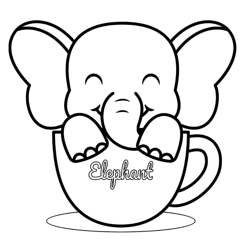 Desenho de um Elefante Muito Lindo para Colorir e Pintar