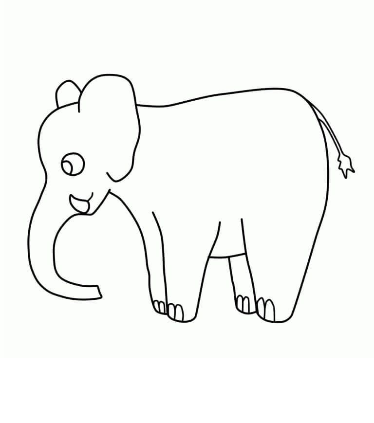 Desenho de um Elefante Muito Simples para Colorir e Pintar