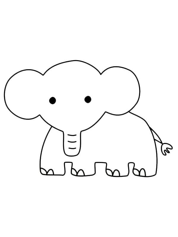 Desenho de um Elefante Simples para Colorir e Pintar