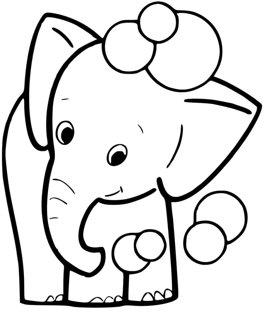 Desenho de um Lindo Elefante para Colorir e Pintar