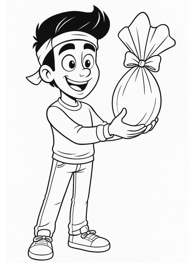 Desenho de Enaldinho com Ovo de Páscoa Imprimivel Grátis para Colorir