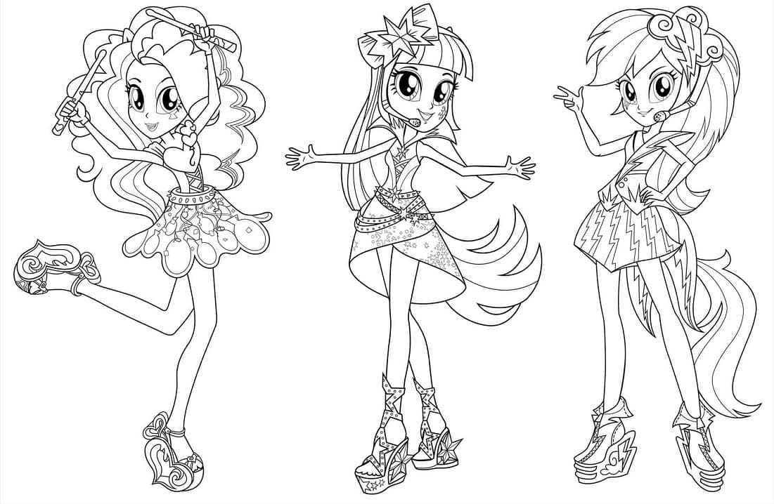 Desenho de Equestria Girls para Colorir com Giz de Cera Imprimivel e Pintar