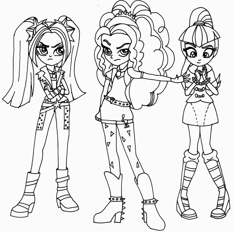 Desenho de Equestria Girls para Pintar com Lápis de Cor