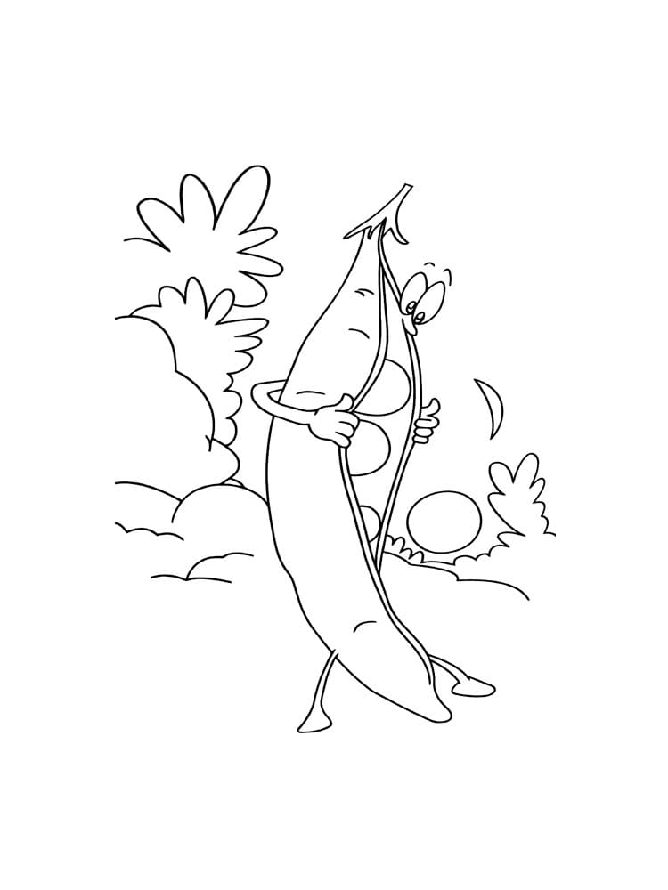 Desenho de Ervilha de Desenho Animado para Colorir e Pintar