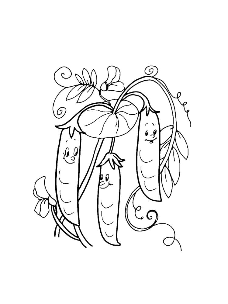 Desenho de Ervilhas de Desenhos Animados para Colorir e Pintar