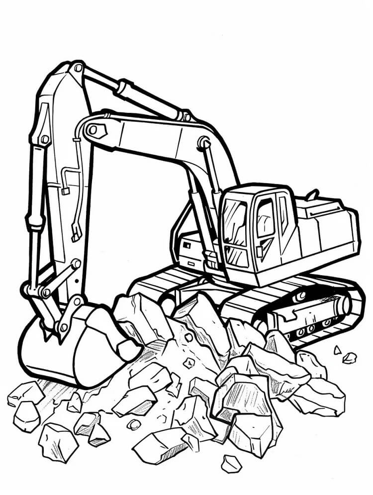 Desenho de Escavadeira Grátis para Colorir e Pintar