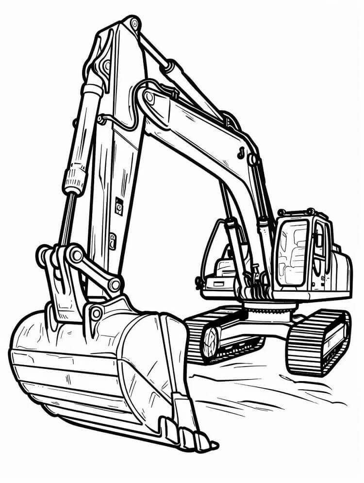Desenho de Escavadeira Imprimivel para Crianças para Colorir e Pintar