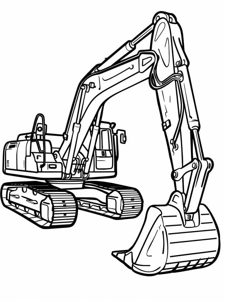 Desenho de Escavadeira para Crianças para Colorir e Pintar