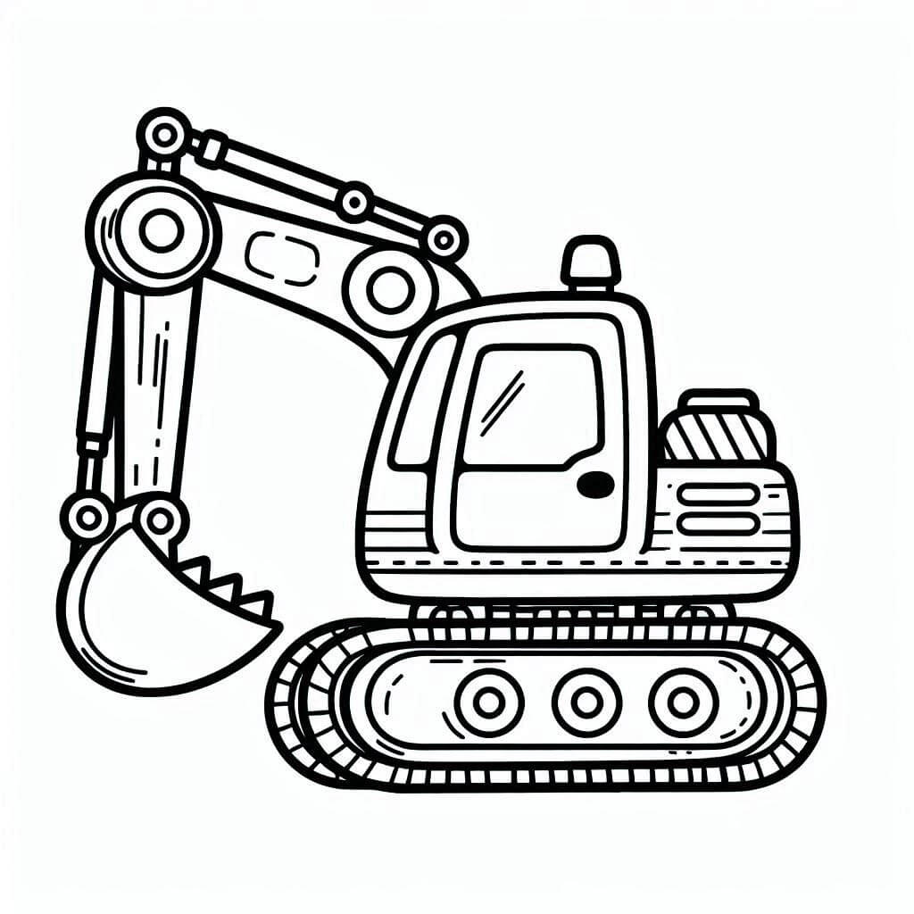 Desenho de Foto de Escavadeira para Colorir e Pintar