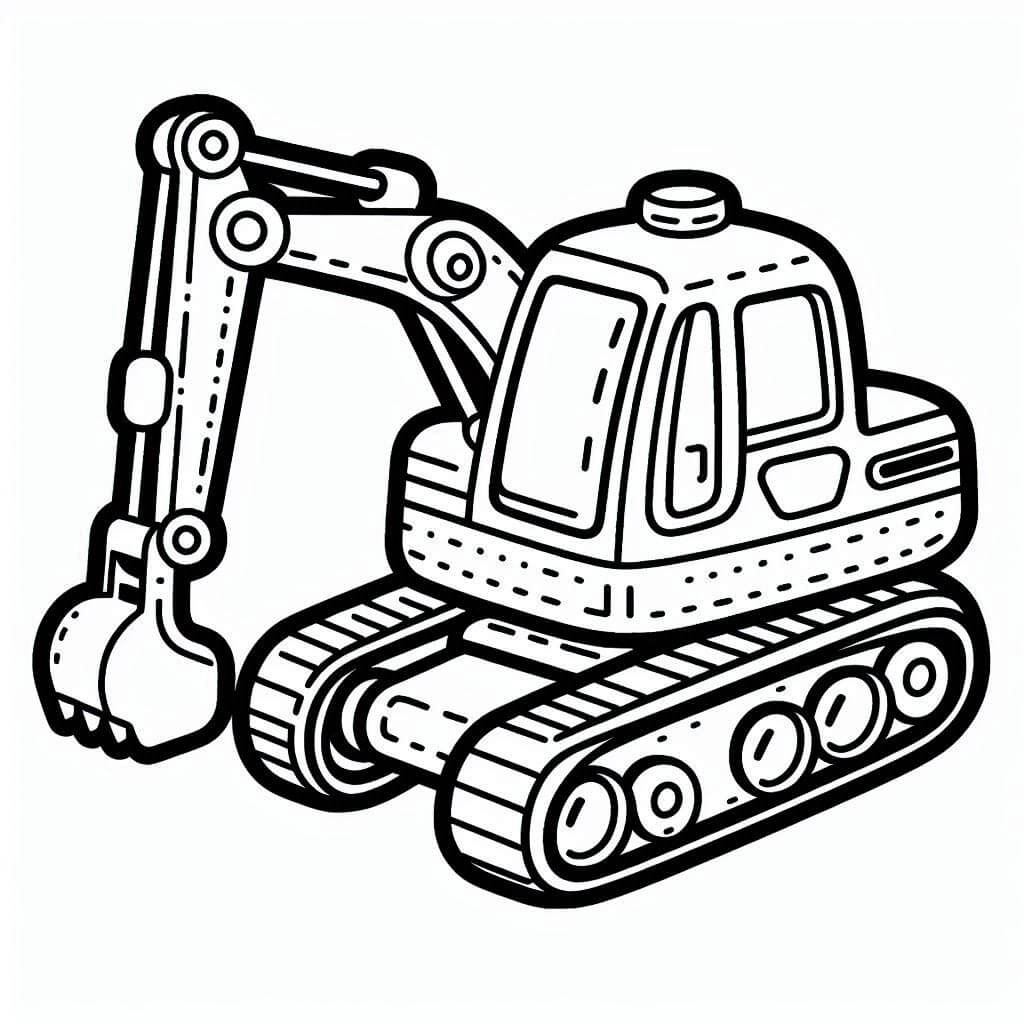 Desenho de Grátis Escavadeira para Crianças para Colorir e Pintar