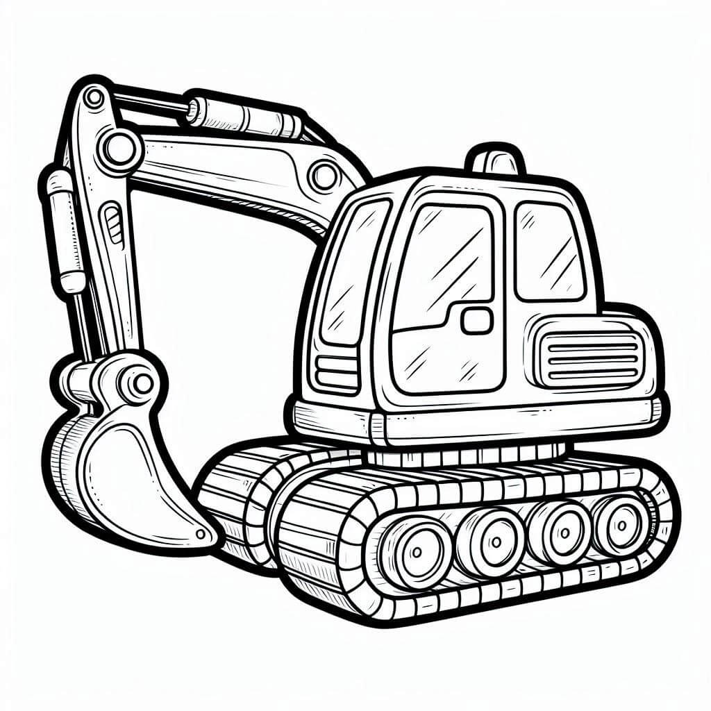 Desenho de Grátis Escavadeira para Colorir e Pintar