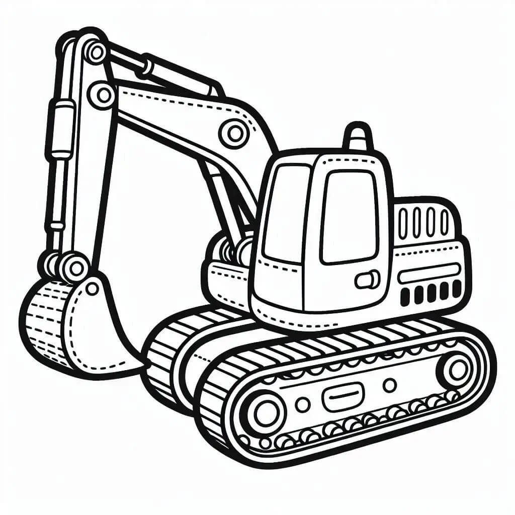 Desenho de Imprimivel Escavadeira para Crianças para Colorir e Pintar