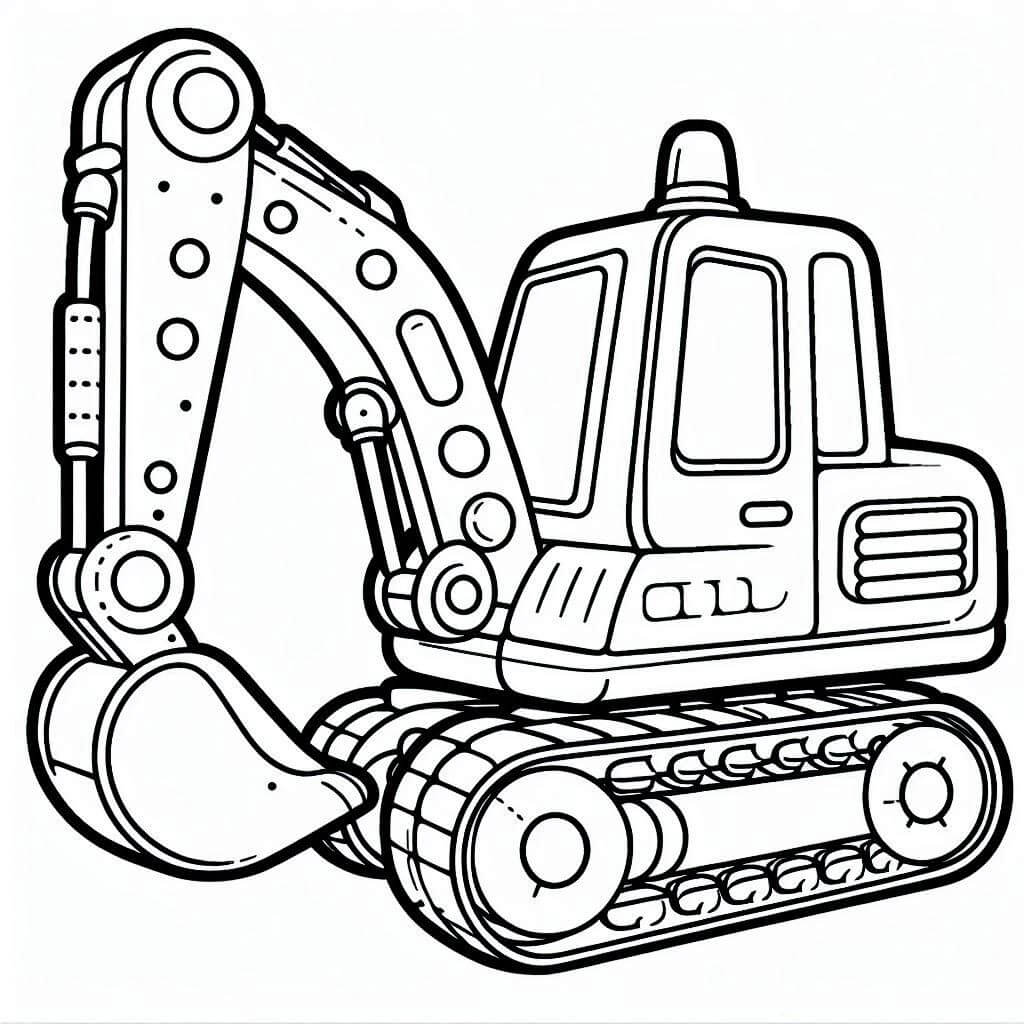 Desenho de Imprimivel Escavadeira para Colorir e Pintar