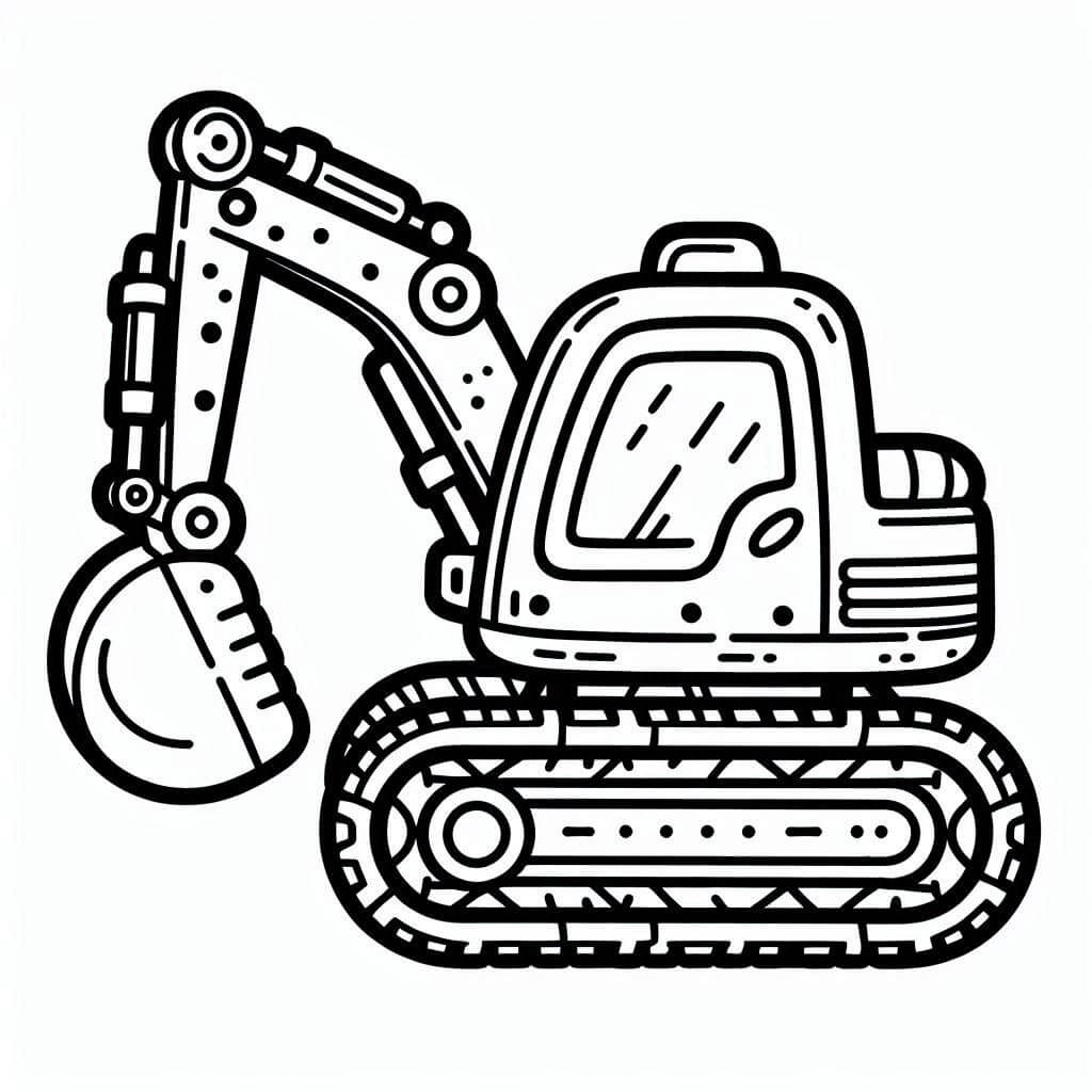 Desenho de Imprimivel Grátis Escavadeira para Colorir e Pintar