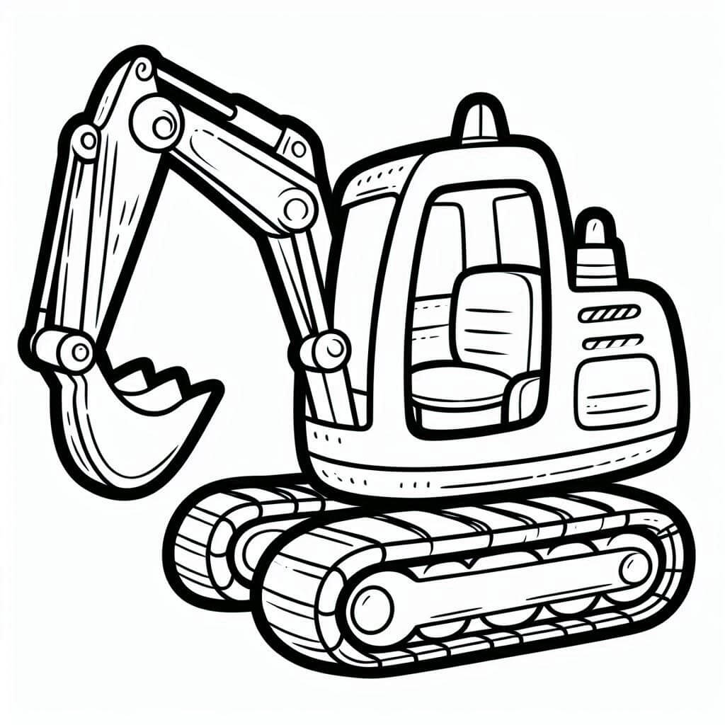 Desenho de Pintura de Escavadeira para Colorir e Pintar
