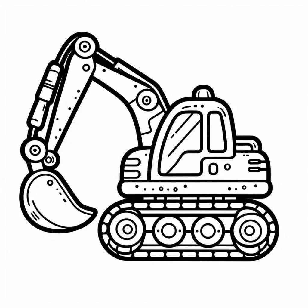 Desenho de uma Escavadeira para Colorir e Pintar