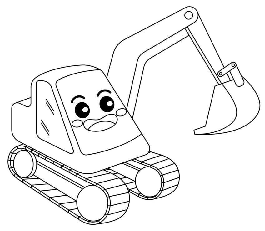 Desenho de Escavadeira de Brinquedo para Imprimir e Pintar