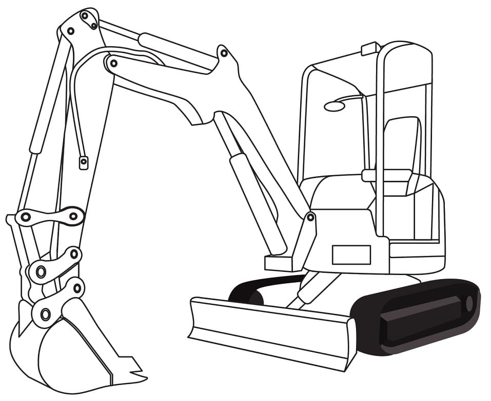 Desenho de Escavadeira Engracada para Pintar Giz de Cera