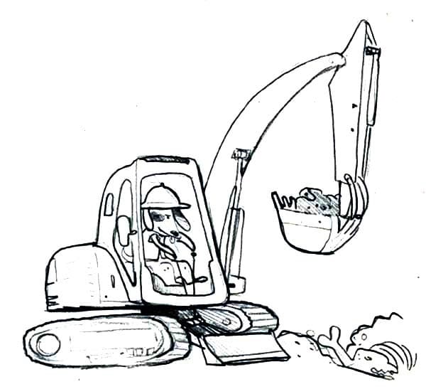 Desenho de Escavadeira Imprimivel Download e Pintar