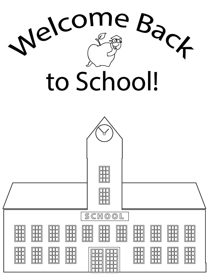 Desenho de Escola Grátis para Imprimir e Colorir e Pintar