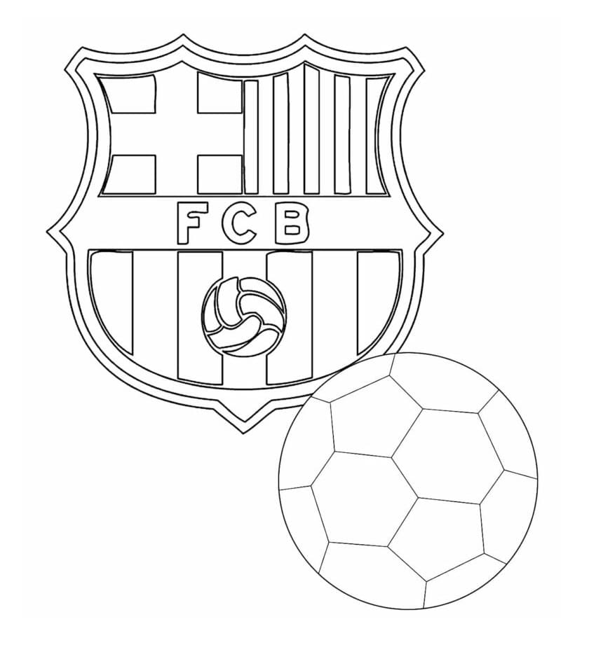 Desenho de Escudo do Barcelona Imprimivel Grátis para Colorir e Pintar
