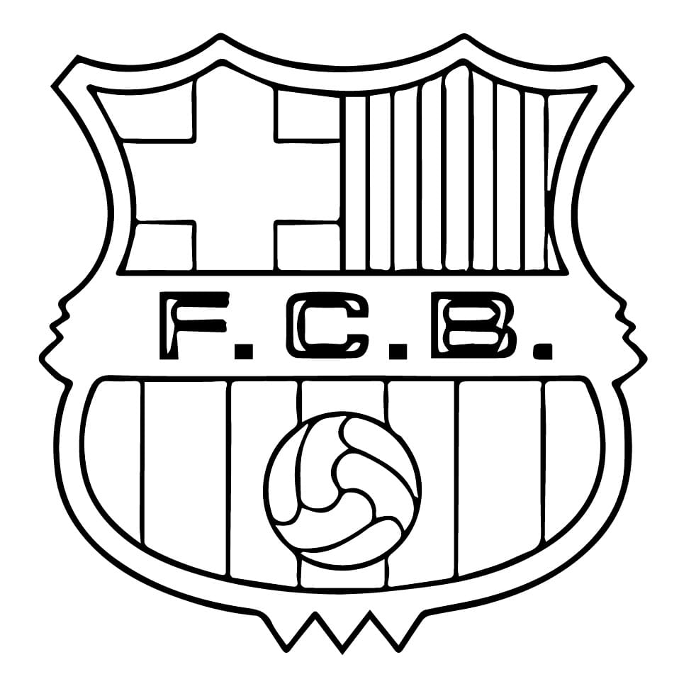 Desenho de Imagem de Escudo do Barcelona para Colorir e Pintar