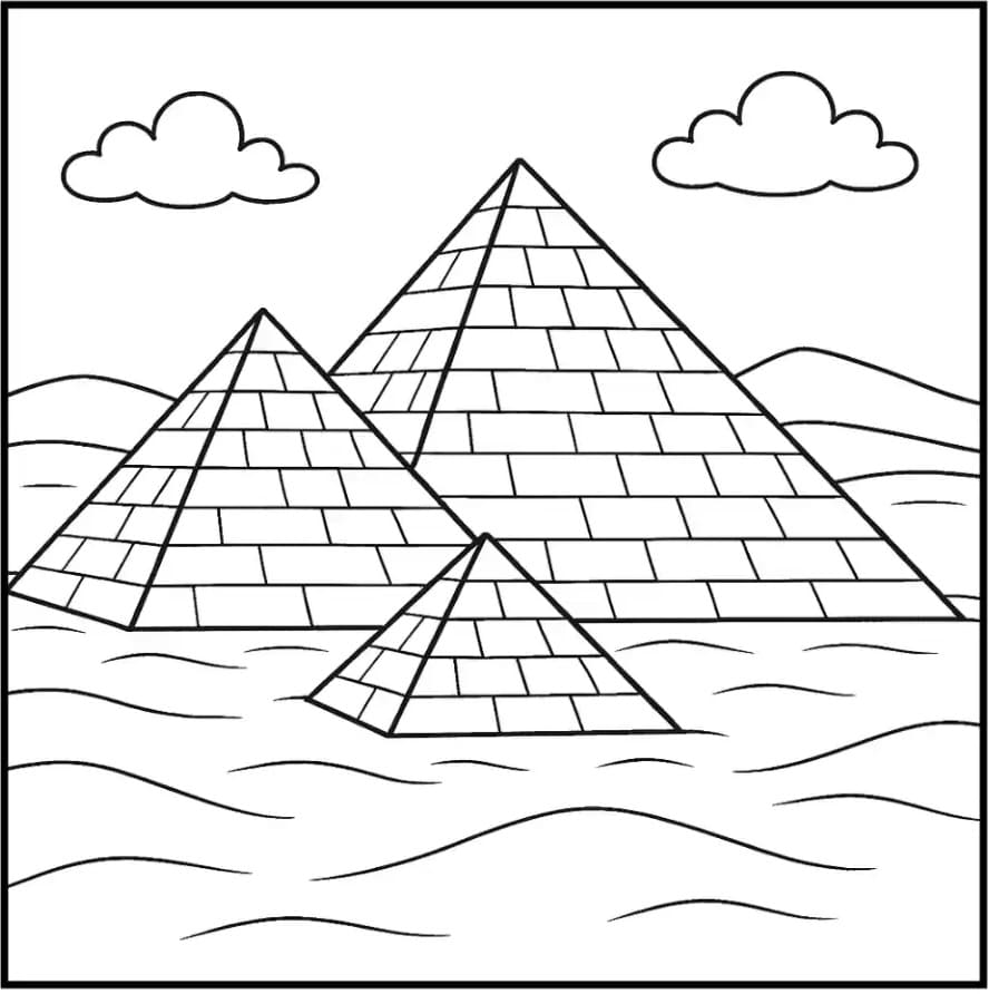 Desenho de Pirâmide Imprimivel para Crianças para Colorir e Pintar