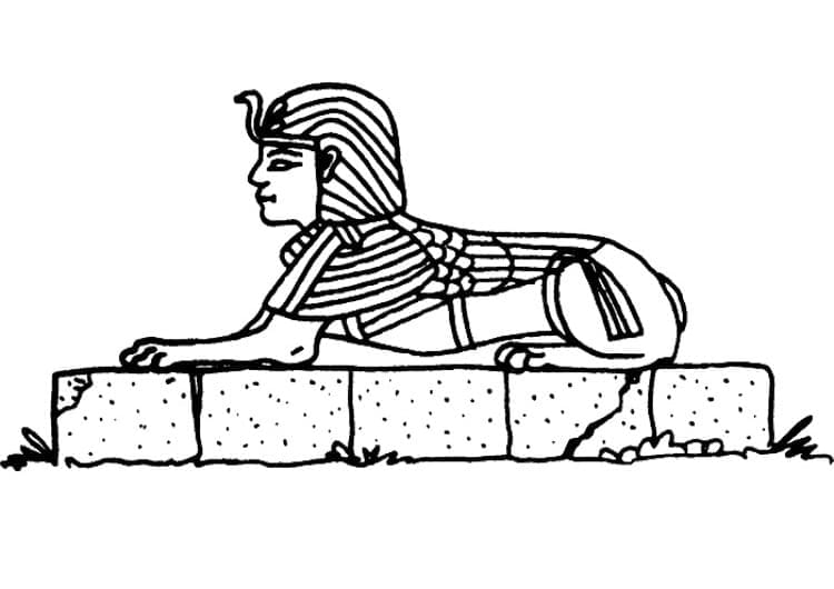 Desenho de Esfinge Realista para Imprimir e Pintar