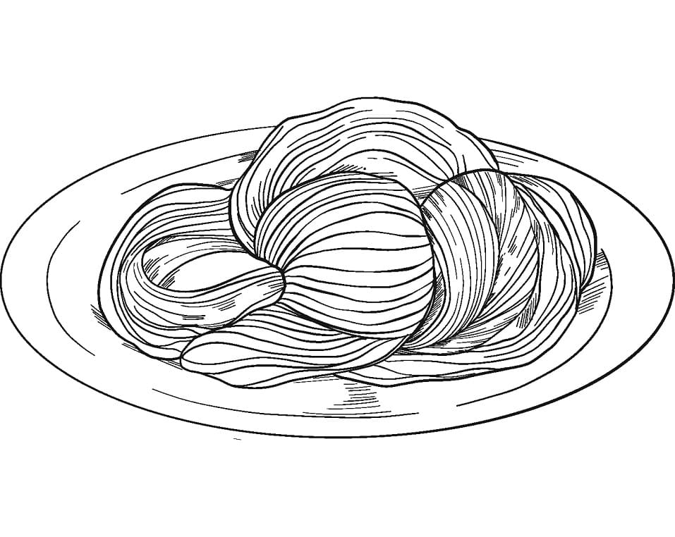 Desenho de Espaguete Bonito para Colorir Pdf e Pintar