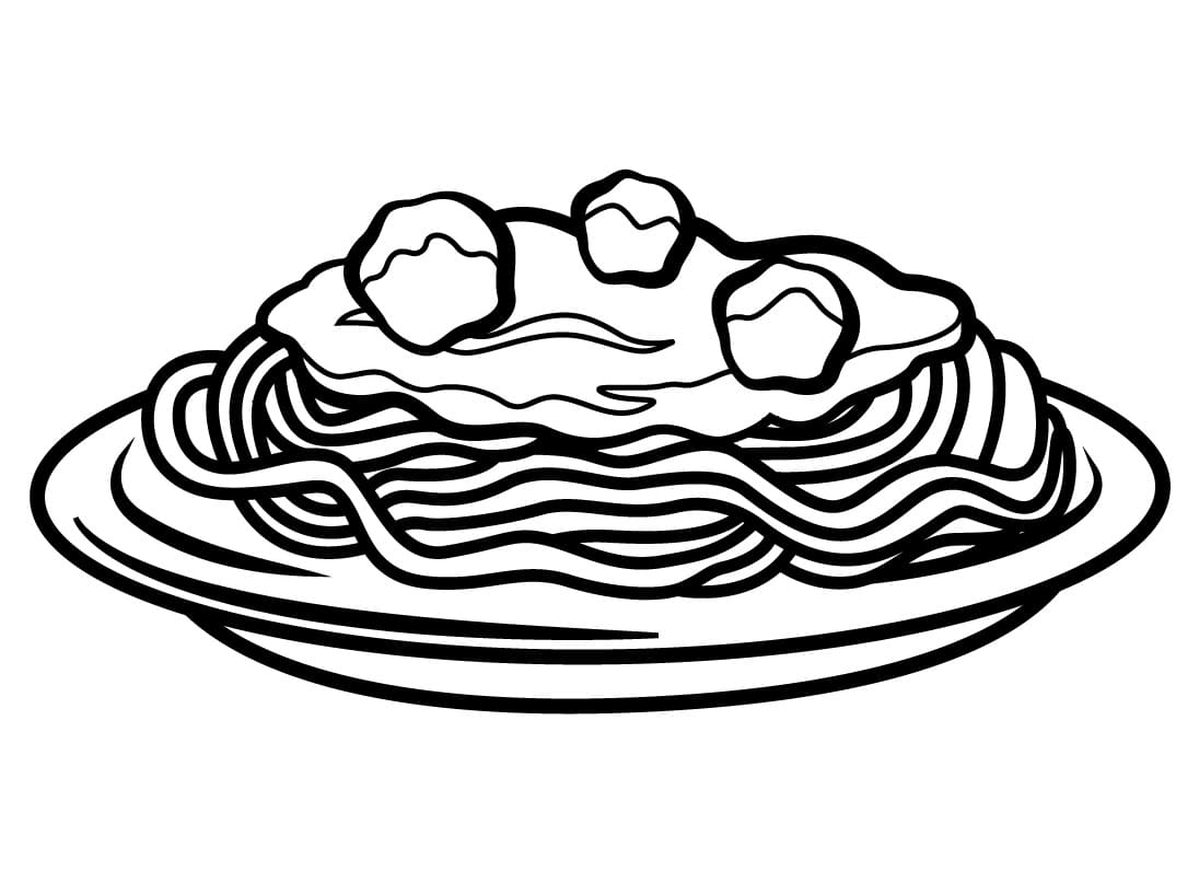 Desenho Espaguete com Almôndegas para Colorear e Pintar