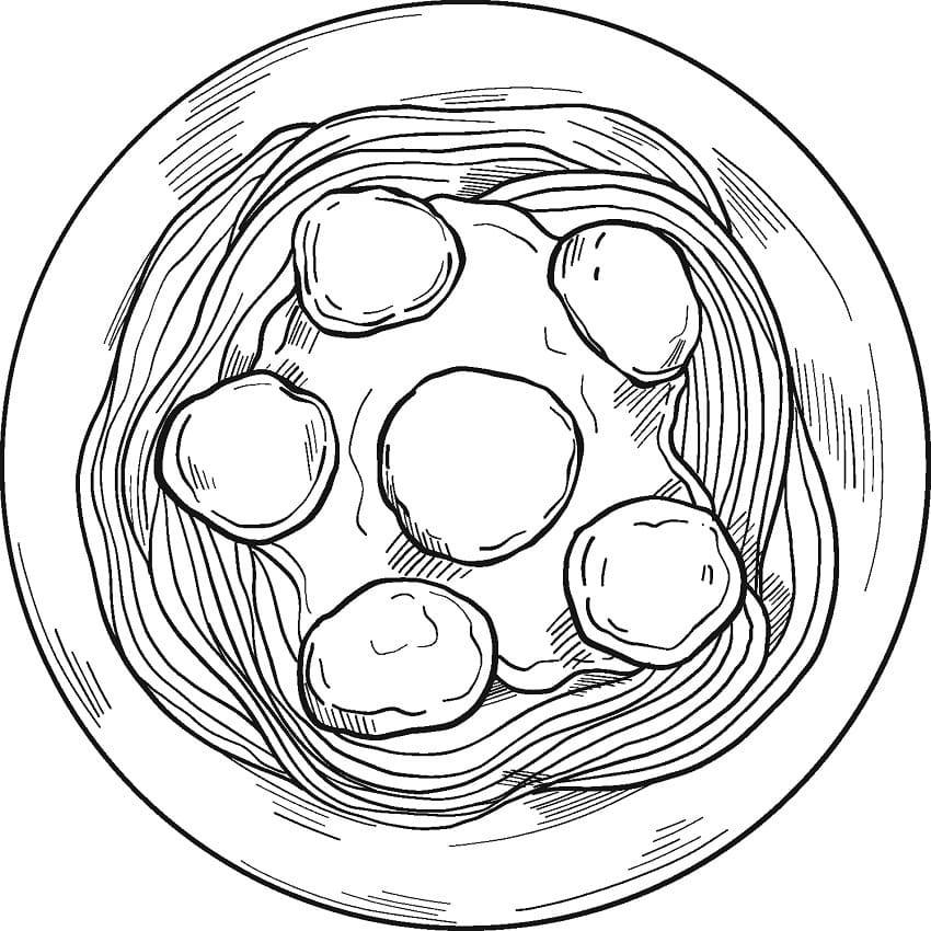 Desenho Espaguete e Almôndegas para Colorear e Pintar