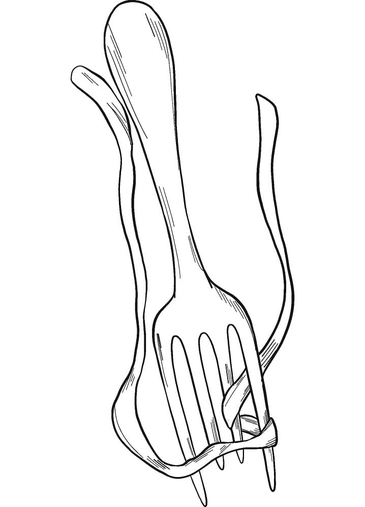 Desenho Espaguete no Garfo para Colorear e Pintar