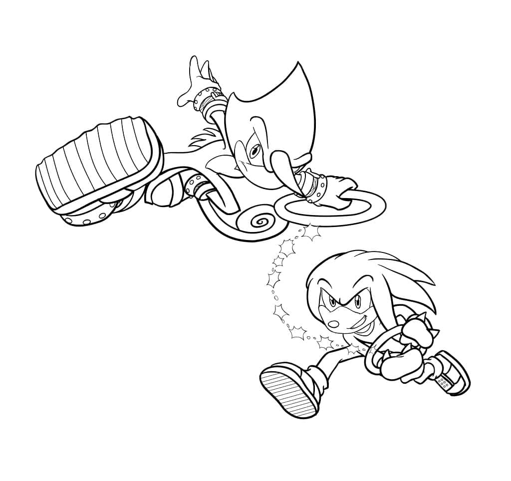 Desenho de Espio The Chameleon e Knuckles para Colorir e Pintar