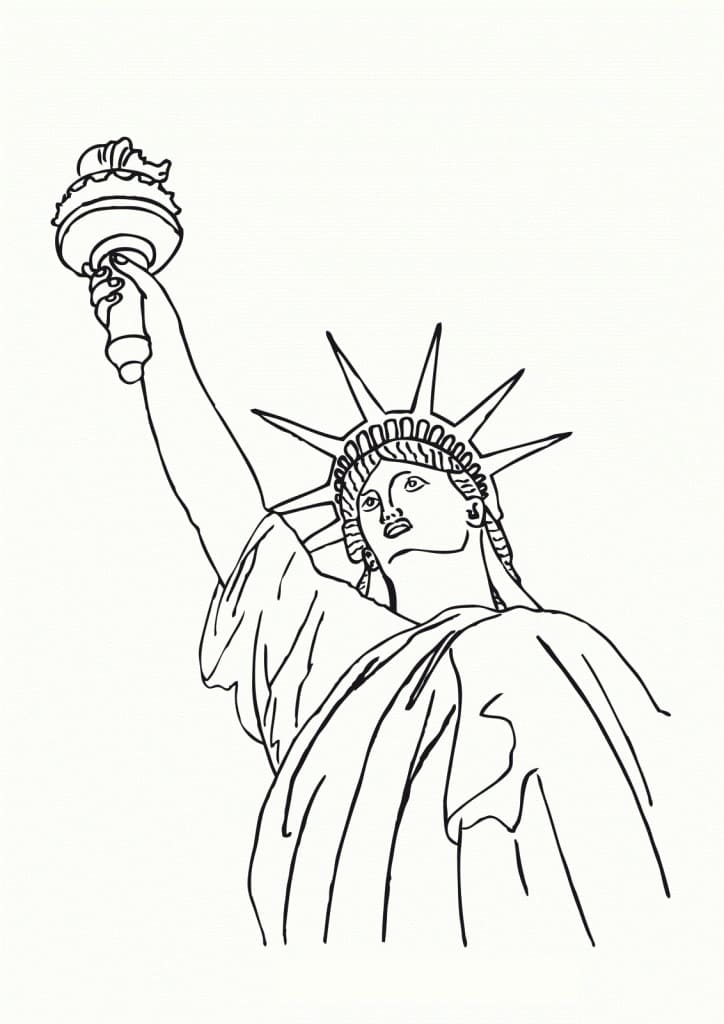 Desenho de Estátua da Liberdade Bonita para Colorir Pdf e Pintar