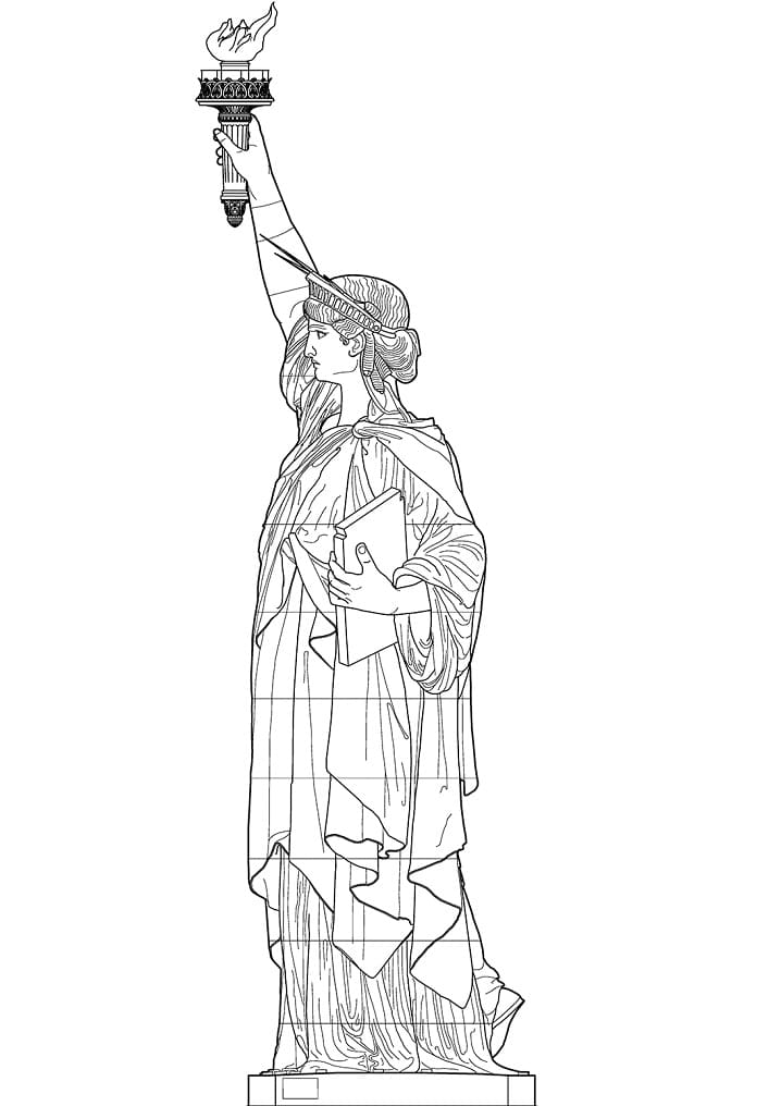Desenho de Estátua da Liberdade Histórica para Colorir Pdf e Pintar