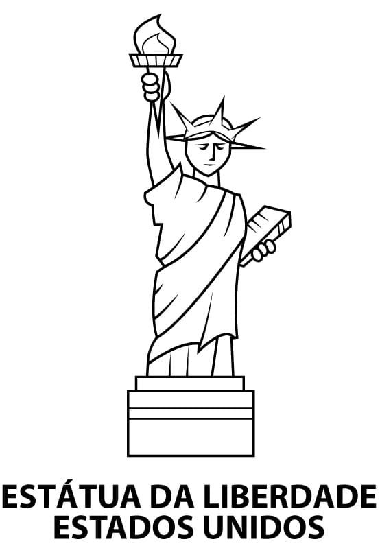 Desenho de Estátua da Liberdade para Colorir Pdf e Pintar